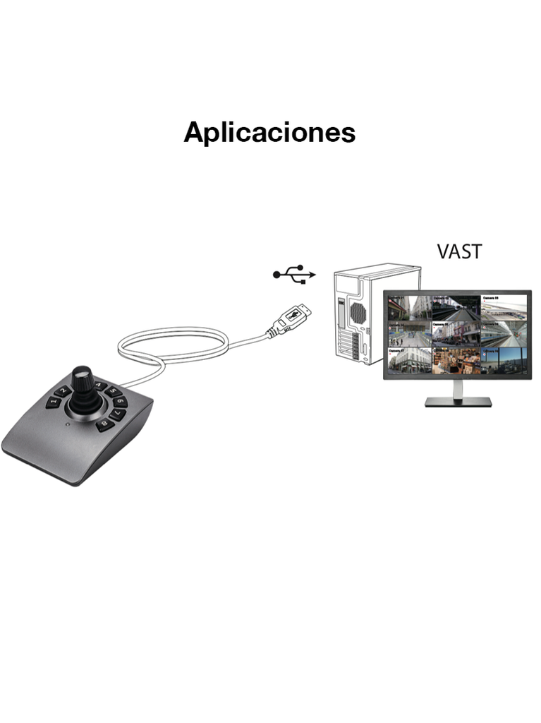 Joystick controlador PTZ Vivotek AJ-001, ejes 3 (X/Y/Z) con sensor de efecto Hall