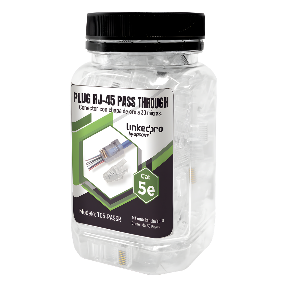 Plug RJ45 Cat5e LinkedPro by EPCOM TC5PASSR, norma TIA-568B.2