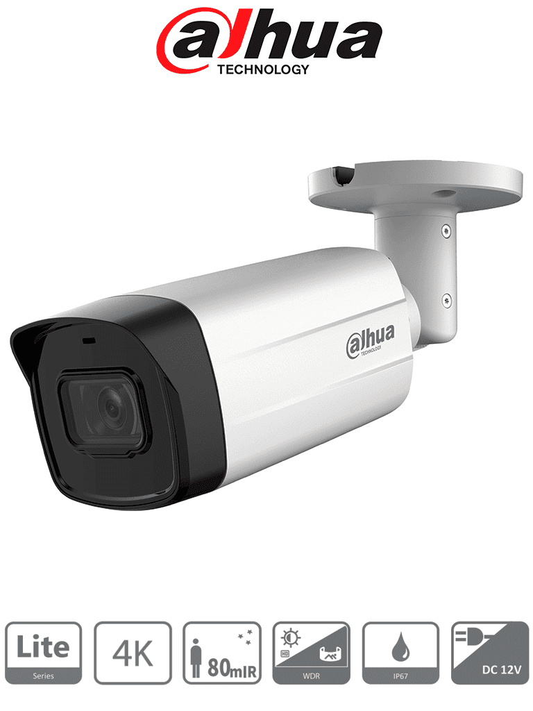 Cámara bala Dahua DH-HAC-HFW1801TMN-I8-A-S3, lente 2.8 mm fijo, apertura hasta 106°