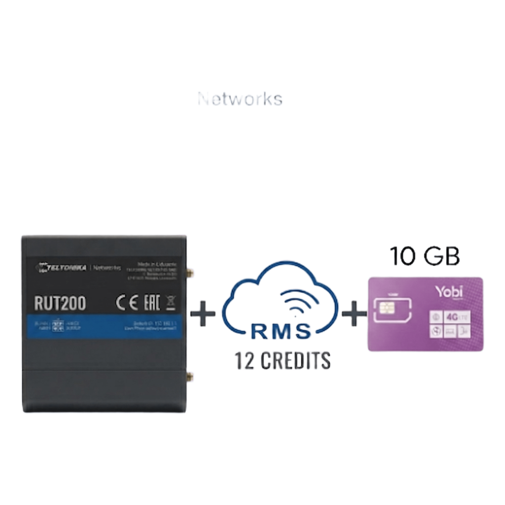 Kit router Teltonika RUT200+1YRMS+10GBYOBI, Wi-Fi IEEE 802.11b/g/n, modos AP y estación