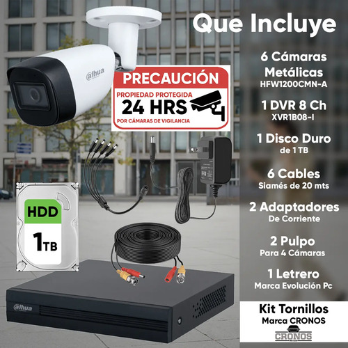 Kit CCTV Dahua HFW1200CM-LOW-CC, tipo de movimiento lente Fijo