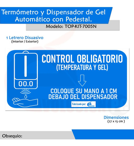 Kit dispensador Seguridad Total Sanitización K9-P, altura del paquete 46.8 cm
