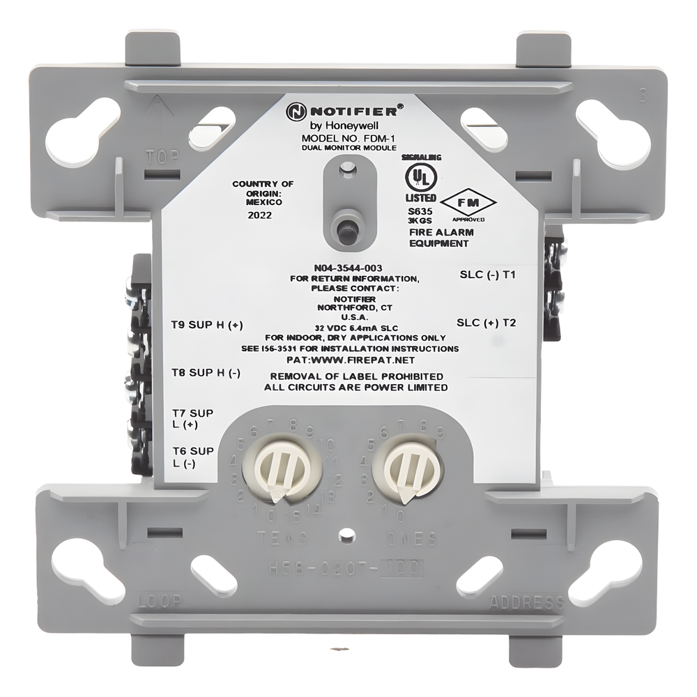 Módulo monitor dual Notifier FDM-1, protocolo FlashScan, direcciones 2 consecutivas, autoasignadas