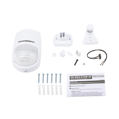 Detector PIR Hikvision DS-PD2-P10P-W, frecuencia 433 MHz, tecnología inalámbrica bidireccional
