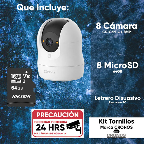 Kit 8 cámaras Wi-Fi PT EZVIZ CS-C6N-G1-8MP, distancia de alcance 10 m