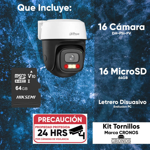 Kit 16 Cámaras WiFi PT Dahua P5I-PV, calidad de resolución 5MP