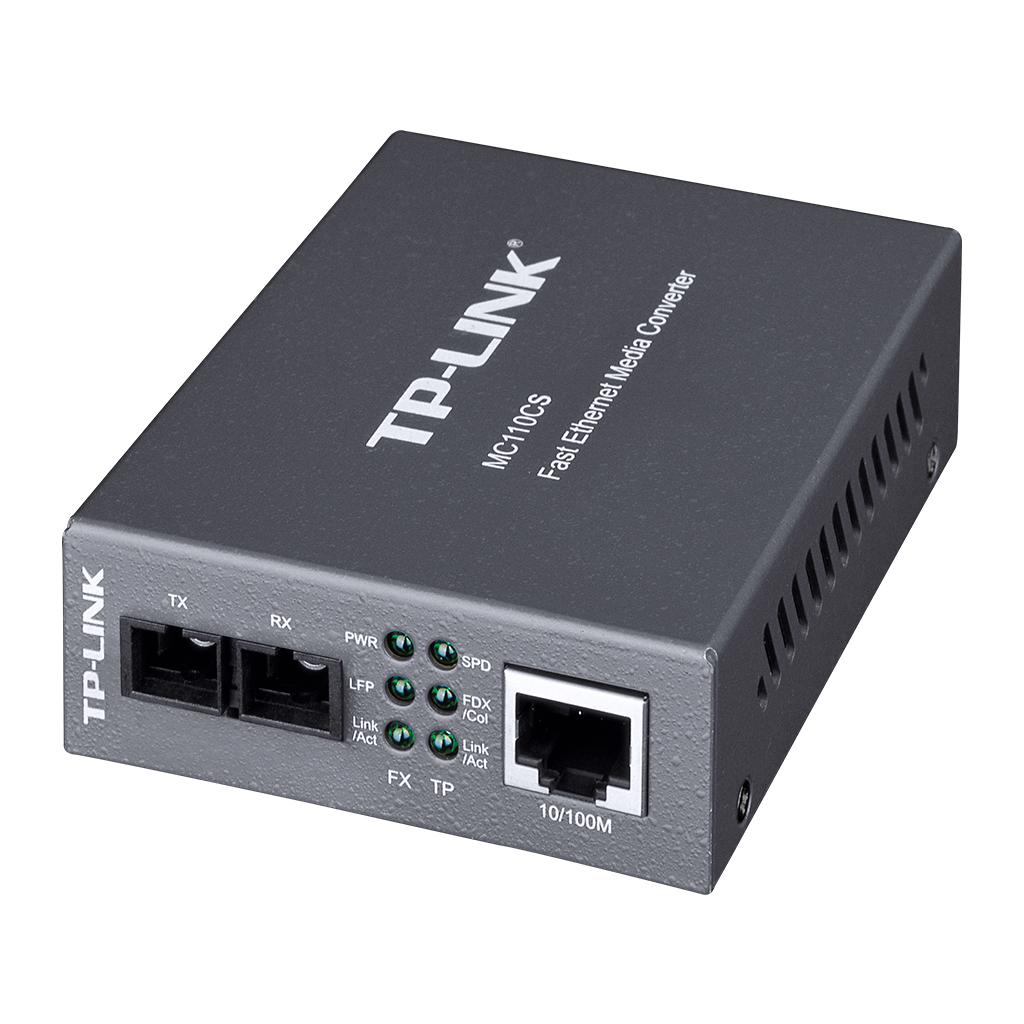 Convertidor de medios TP-Link MC110CS, puerto fibra monomodo, conector SC