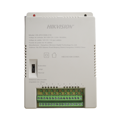 Fuente de poder Hikvision DS-2FA1208-C16/K, corriente total 16 A