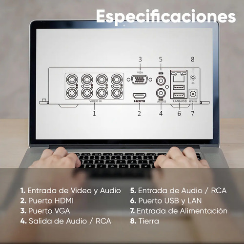 Kit CCTV EPCOM B8-MIC-PLUS8-SC+3T, lugares de montaje Pared,Techo