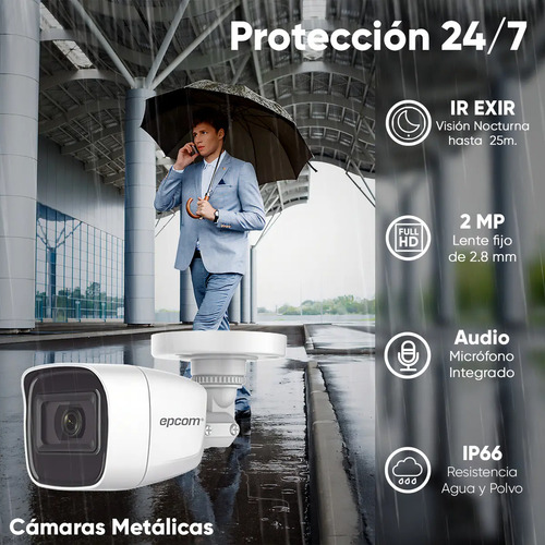 Kit CCTV EPCOM B8-KIT-MIC, disco Duro 1 TB, salidas de video VGA y HDMI simultáneas