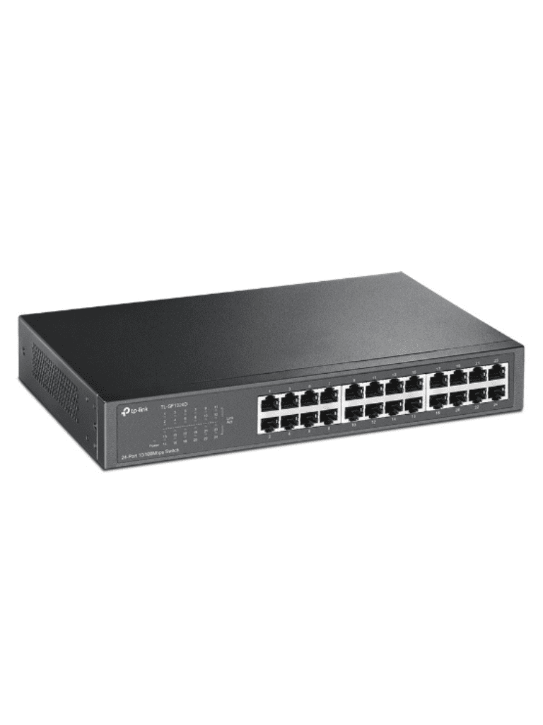 Switch TP-Link TL-SF1024D, throughput 35.7 Mpps, arquitectura store-and-forward sin bloqueo