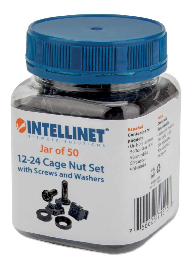 Kit tornillería para rack Intellinet 12-24, piezas totales 150
