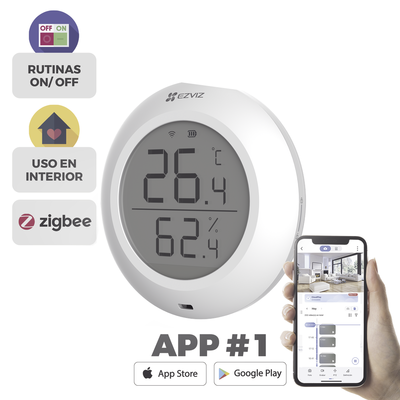 Sensor temperatura y humedad EZVIZ CS-T51C, conectividad zigbee 2.4 GHz