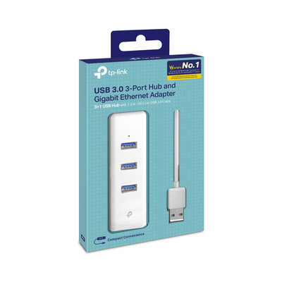 Hub USB 3.0 TP-Link UE330, puerto de red 1 x Ethernet RJ45, velocidad de red 10/100/1000 Mbps (Gigabit)