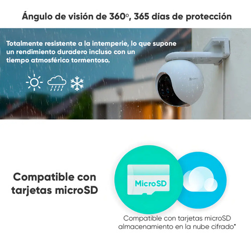 Cámara Wi-Fi PT EZVIZ C8PF, tipo de movimiento PTZ, tipo de resolución full HD