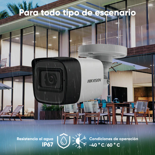 Kit CCTV Hikvision HIK5MPSLQ-KIT(B)4CCC3, lugares de montaje Pared/Techo