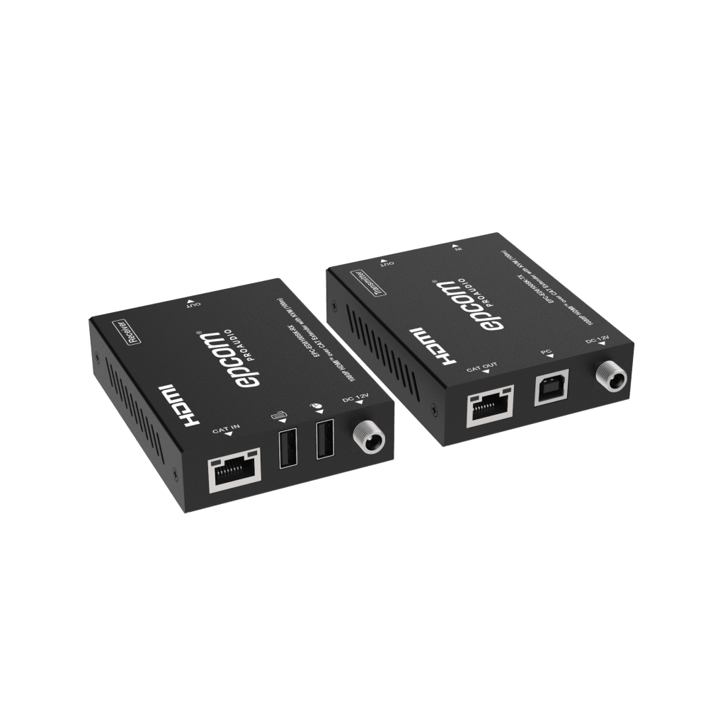 Extensor HDMI KVM EPCOM ProAudio EPC-ED8100SK, alimentación PoC bidireccional, 12 Vcc 1A