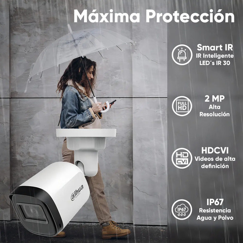 Kit CCTV Dahua B1A21N-MED-SC, largo 6.9 cm, altura 7 cm, profundidad 14.6 cm