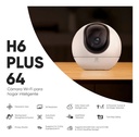 Cámara WiFi PT EZVIZ, altura 10 cm, profundidad 9.6 cm, material externo plástico