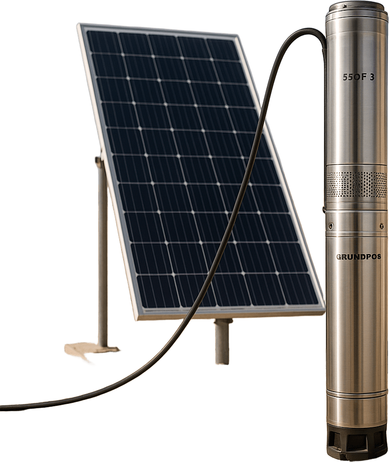 Kit bombeo solar Grundfos 6SQF3KIT, paneles solares 4 módulos LR772HVH645M
