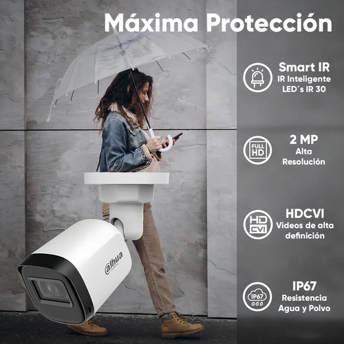 Kit CCTV Dahua B1A21N-ZERO-SC, largo 6.9 cm, altura 7 cm, profundidad 14.6 cm