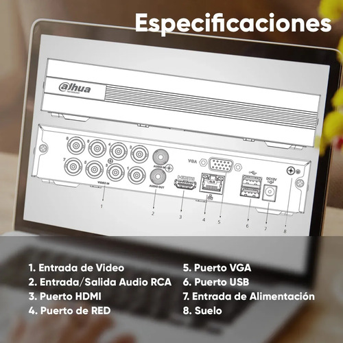 Kit Dahua B2A21N-HIGH-SC, distancia de alcance 20 m, calidad de resolución 2MP