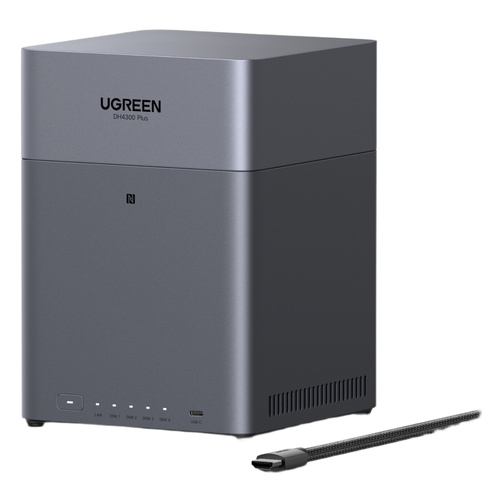 NAS UGREEN DH4300, bahías 4 SATA a 6 Gbps (2.5" y 3.5"), memoria 8 GB LPDDR4X (no expandible)