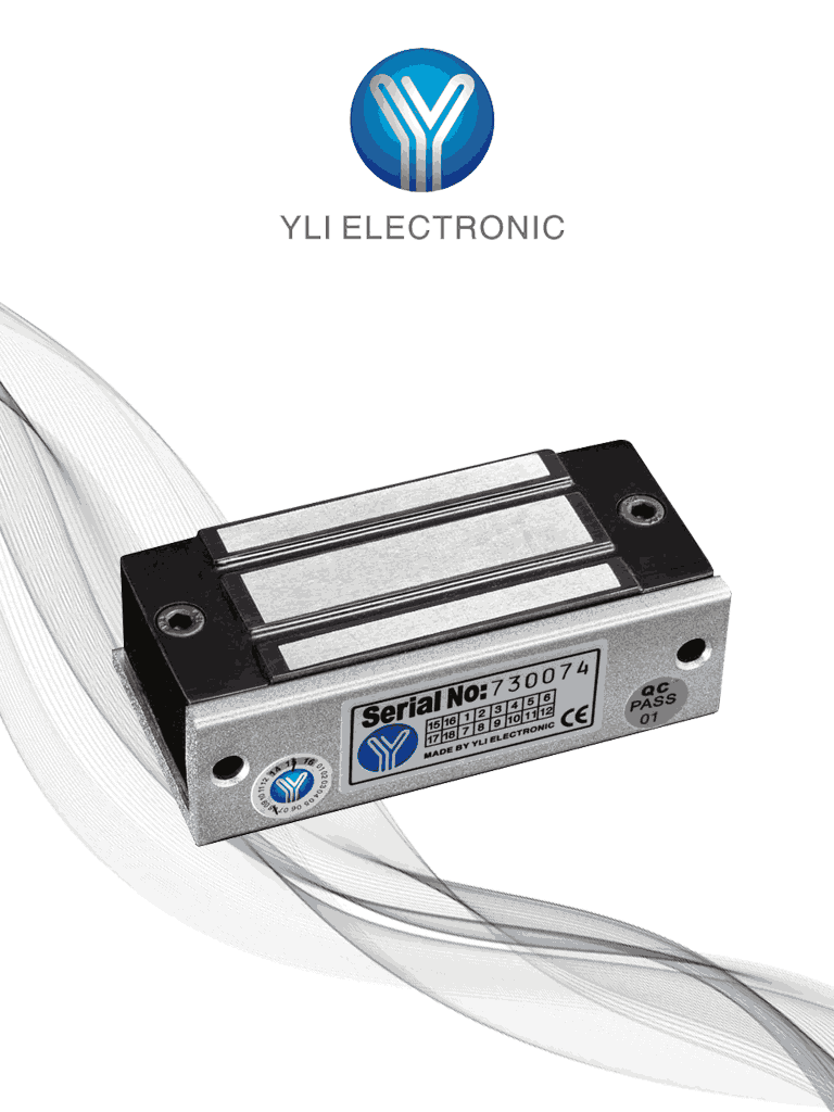 Cerradura magnética YLI YM-60, dimensiones 80 x 33 x 19 mm, protección contra corriente inversa