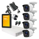 Kit CCTV HiLook by Hikvision KIT7204BM-MED-SC, 4 cámaras 720p SSD 960 GB, color NEGRO-SSD