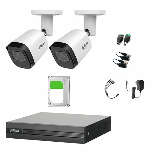 Kit Dahua B2A21N-MED-SC, 2 cámaras HDD 1 TB sin cables, color BLANCO-HDD