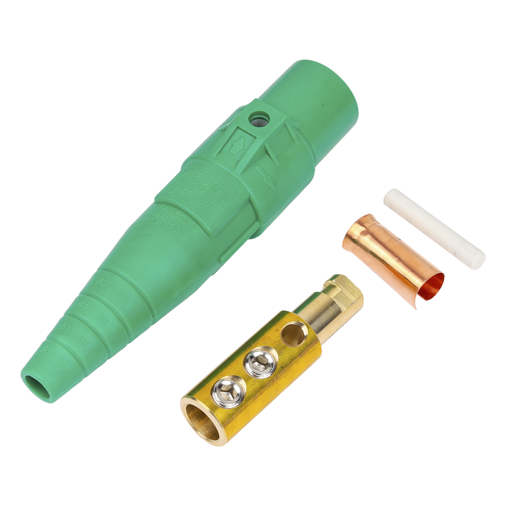 Conector Camlock macho EPCOM ProAudio EP-CAMLOCK-400A-M-GREEN, color verde, longitud total 183 mm