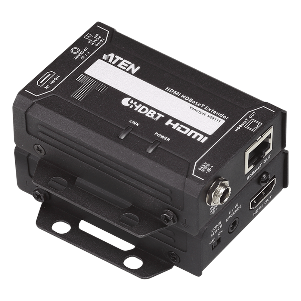 Extensor HDMI HDBaseT Aten VE811, alimentación 100-240 VCA, 50-60 Hz, cableado cat 5e/6/6a
