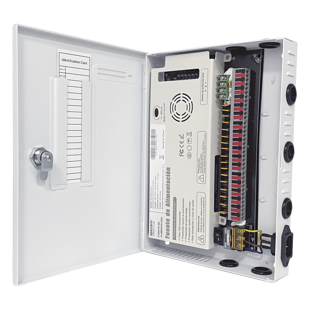 Fuente de poder EPCOM Powerline NXP18DC20HD, 18 canales, dimensiones 282 x 206 x 40 mm