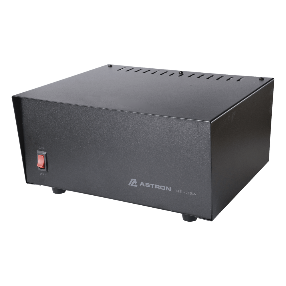 Fuente de poder lineal Astron RS-35A, dimensiones 14.4 x 28.13 x 27.9 cm, regulación electrónica de estado sólido