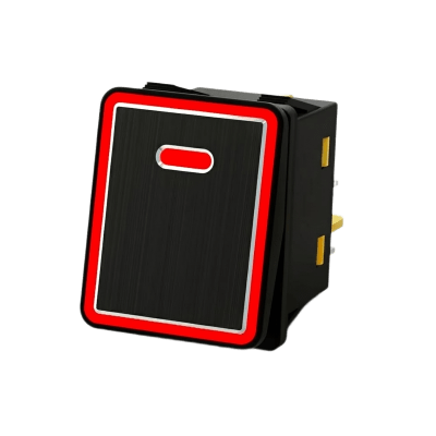 Botón salida AccessPRO APB-08221-R, LED rojo aluminio, dimensiones 35,7 x 25,8 x 32,5 mm