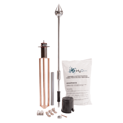 Kit pararrayos Total Ground KIT-MASTER-PE15-INOX, accesorios instalación en torre, avance de cebado 60 m