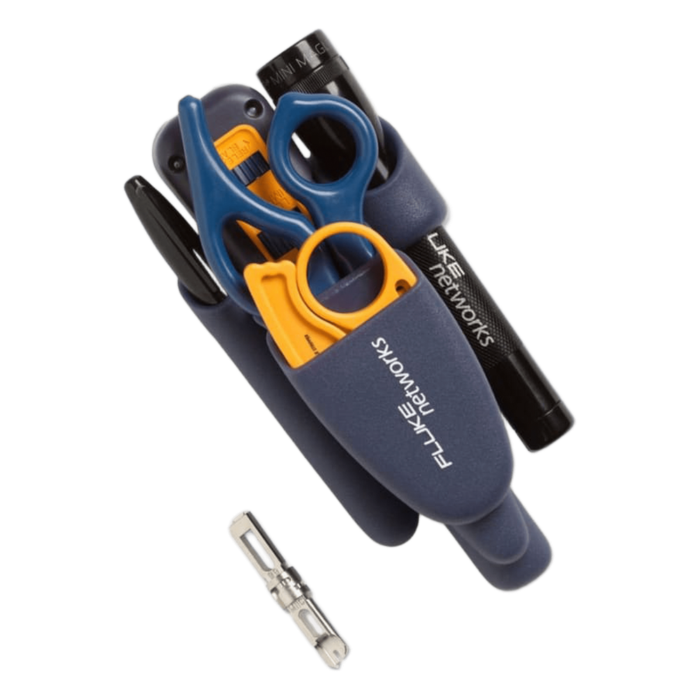 Kit de herramientas Fluke Networks IS60, estuche Dur-a-Grip ergonómico para cinturón, tijeras D-Snips de electricista