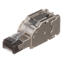 Plug RJ45 blindado Panduit FPS6X88MTG, color plata, instalación recta, certificable
