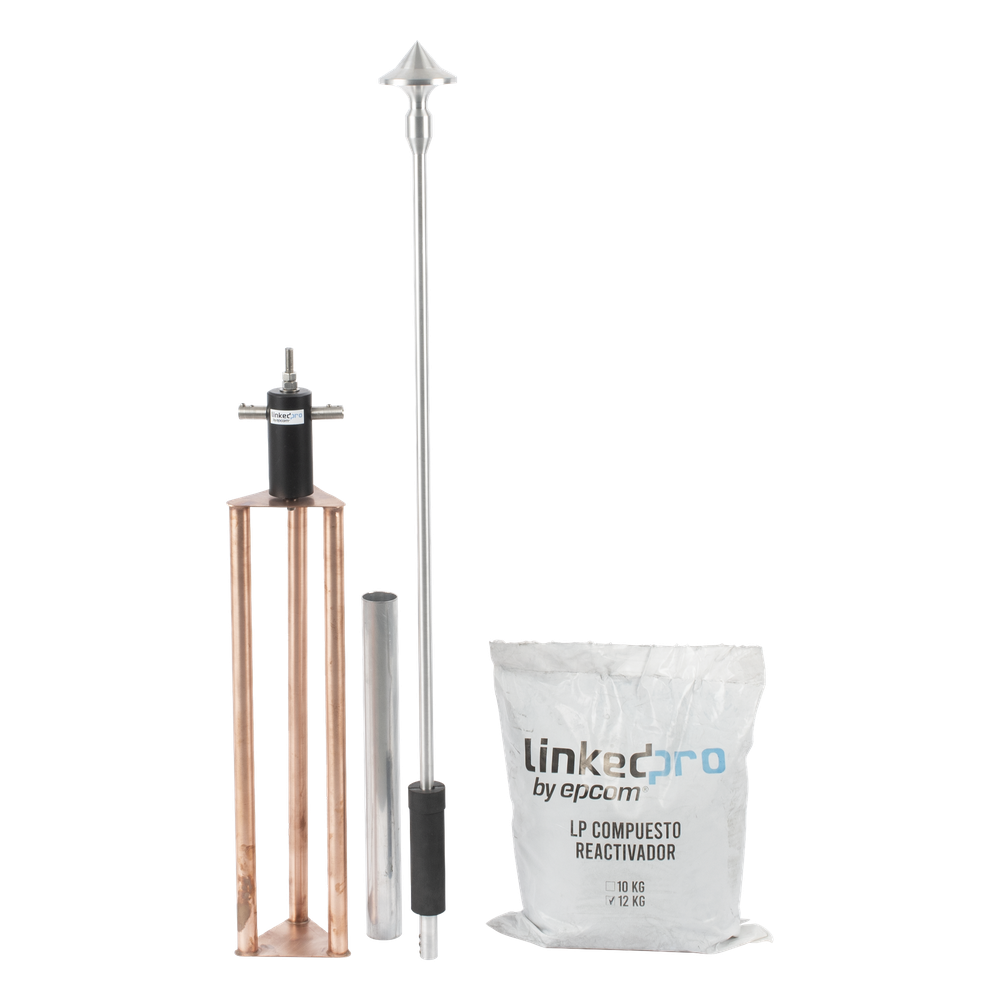 Punta pararrayos LinkedPro by EPCOM LP-EPC-50D, aluminio 50m, filtro equipotencial, largo 14 cm