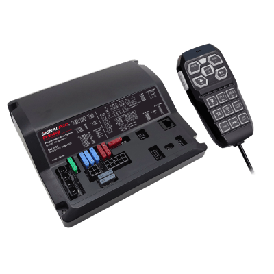 Sirena vehicular SignalPro SP204V2, controlador unimando portátil de 15 botones, amplificador clase D de bajo consumo