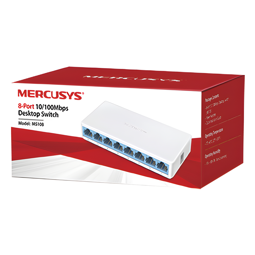 Switch Mercusys MS108, 8 puertos 10/100 Mbps no administrable, puertos 8 RJ45 10/100 Mbps