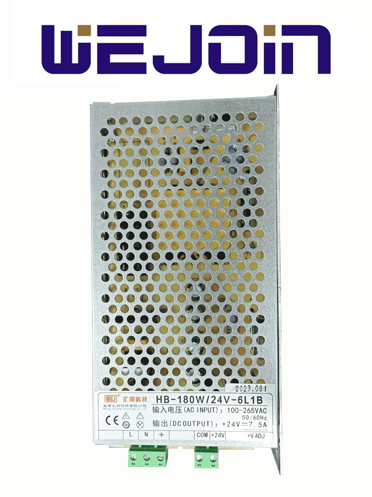 Fuente de poder Wejoin 180W/24V-6L1B, frecuencia 60 Hz, corriente 7.5 A