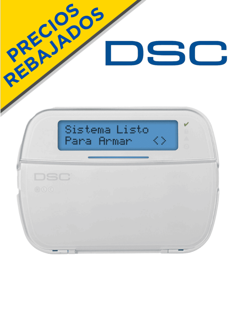 Teclado de alarma DSC HS2LCD N, LCD alfanumérico 128 zonas, dimensiones 168 x 122 x 20 mm