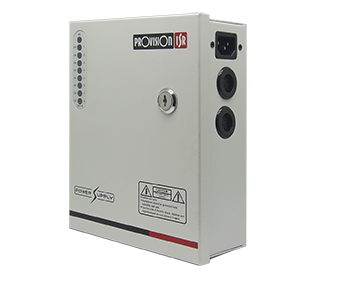 Fuente de poder Provision-ISR PR-5A8CH-B, 8 canales 12V 5A, dimensiones 205 x 165 x 75 mm