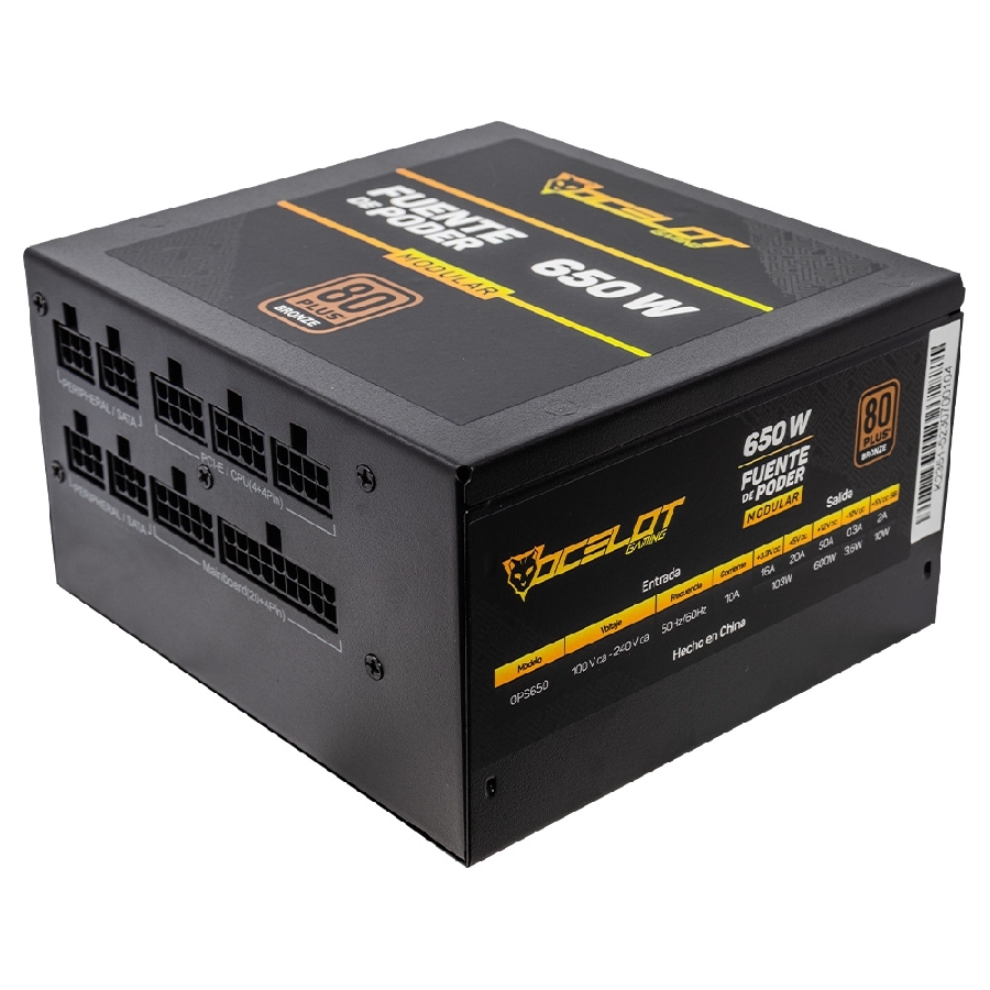 Fuente de poder Ocelot Gaming OPS650, 80 Plus Bronce, color negro