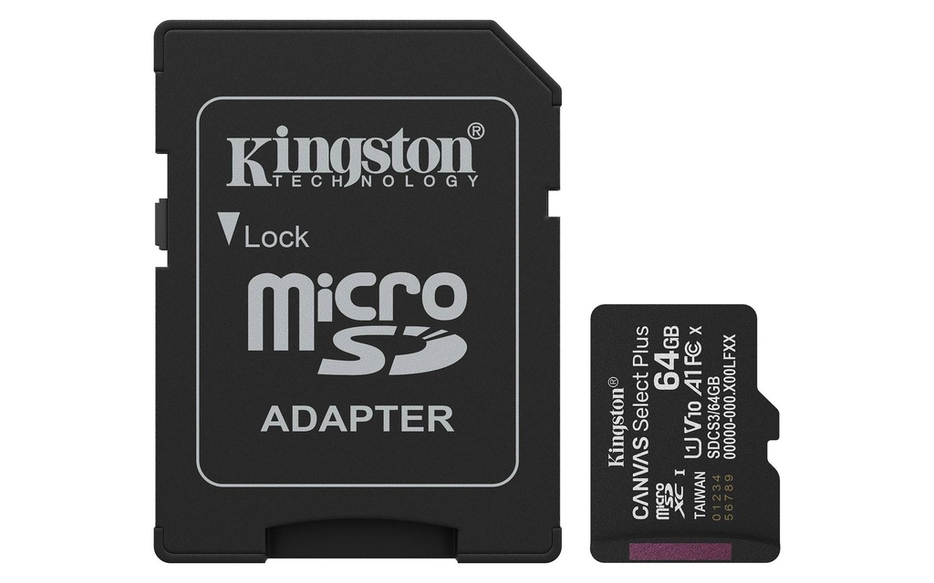 Memoria microSD Kingston SDCS3/64GB, Canvas Select Plus, capacidad 64 GB