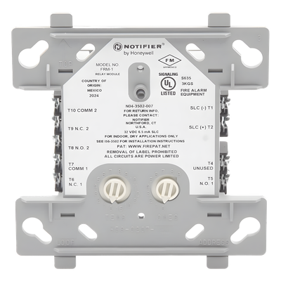Módulo de relevador direccionable Notifier FRM-1, dimensiones 114.3 x 101.6 x 31.75 mm