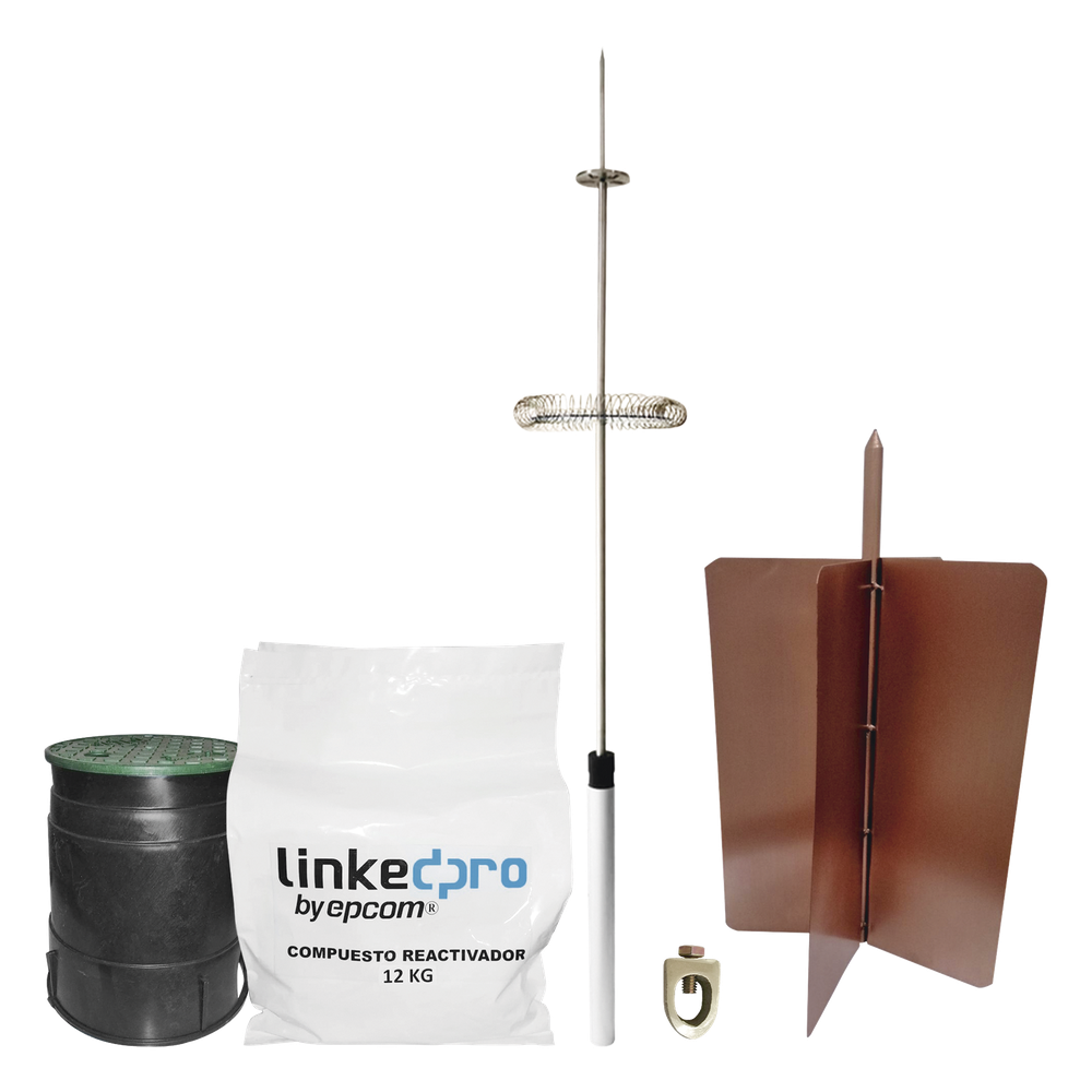 Kit pararrayos LinkedPro by EPCOM KLP-DIPOLO-BASIC, electrodo tipo rehilete soldado LP-REHILETE