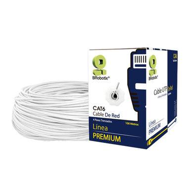 Bobina UTP Cat6 Brobotix, blanco CCA, longitud 100 m, conductor CCA (aluminio recubierto de cobre)