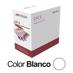 Bobina de Cable UTP 305 MTs / Cat 6 (24 AWG) / Color Blanco / PVC (CM) / Uso en Interior / CCA / Aplicaciones de CCTV y Redes de Datos